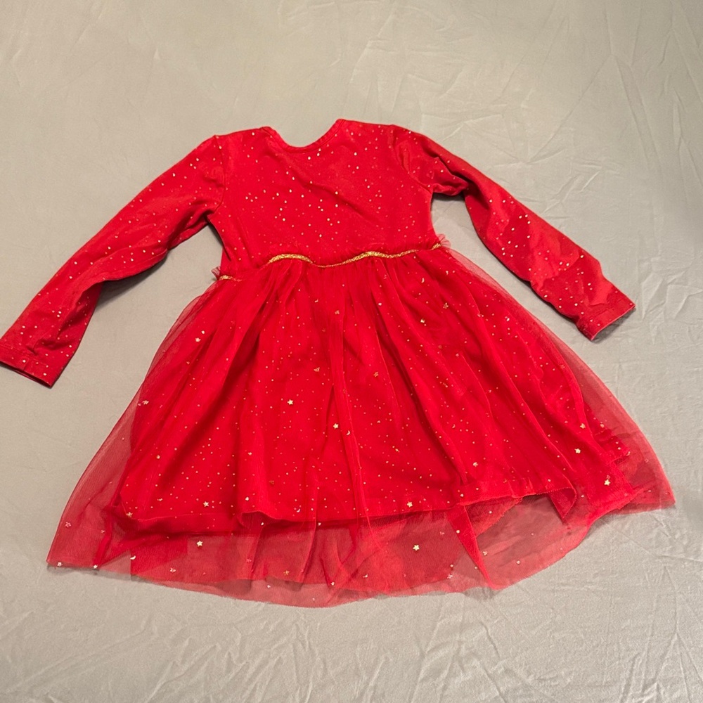 Hanna Andersson Red and Gold Sparkle Dress - Size 110 / 5 - Picture 3 of 5